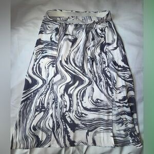 Marble Print A-Line Skirt - White and Black